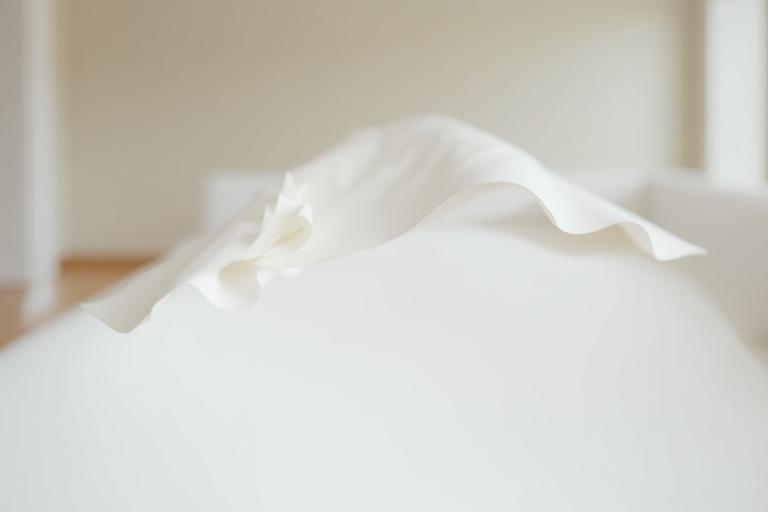 Sculpture en papier abstraite, flottant comme une nuée légère dans un intérieur moderne.